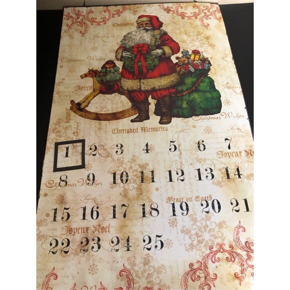 Retro Christmas Advent Calendar – Santa Claus Wall Décor, Countdown to Dec 25 - Picture 7 of 8